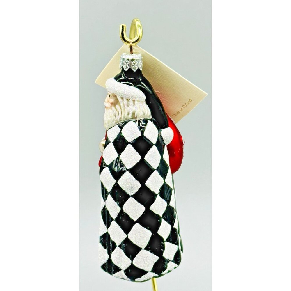 Patricia Breen Saint Louis Santa Black White Harlequin Ornament Christmas Tags - Picture 3 of 9